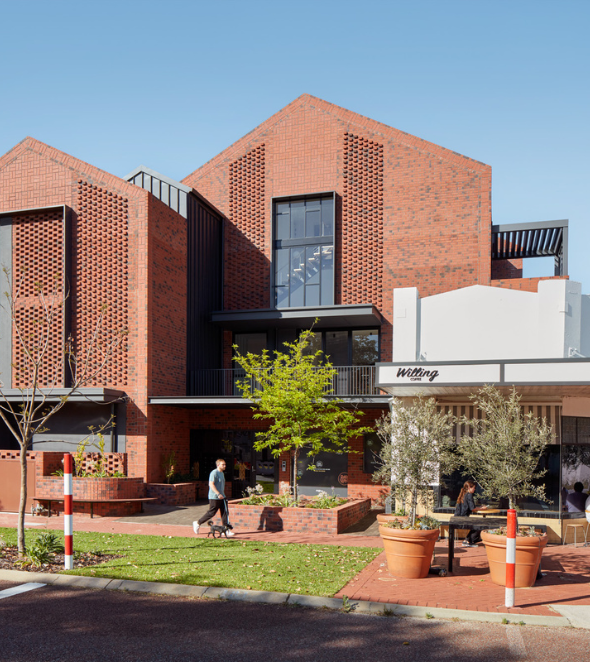 Exterior photo of the Clifton and Central boutique residences and shops in Mount Lawley